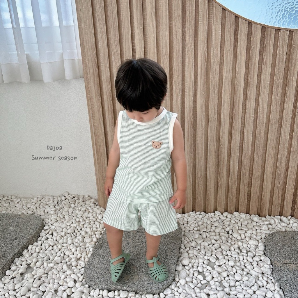 正韓夏DAJOA 三色條紋熊套裝
