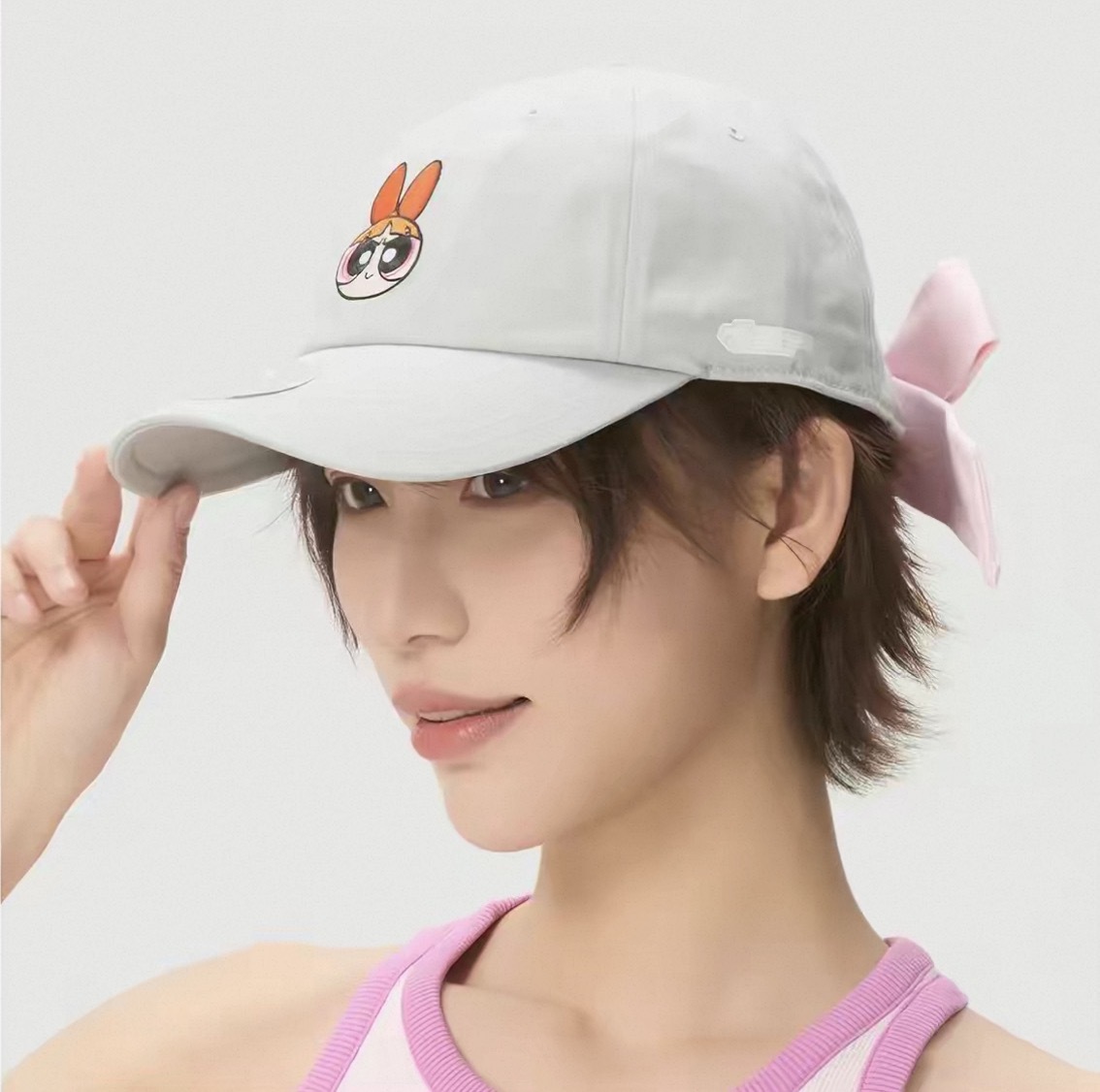 PUMA X THE POWERPUFF GIRLS 飛天小女警 灰 花花 聯名 奚夢瑤同款 蝴蝶結 刺繡 棒球帽 鴨舌帽 老帽【02757701】