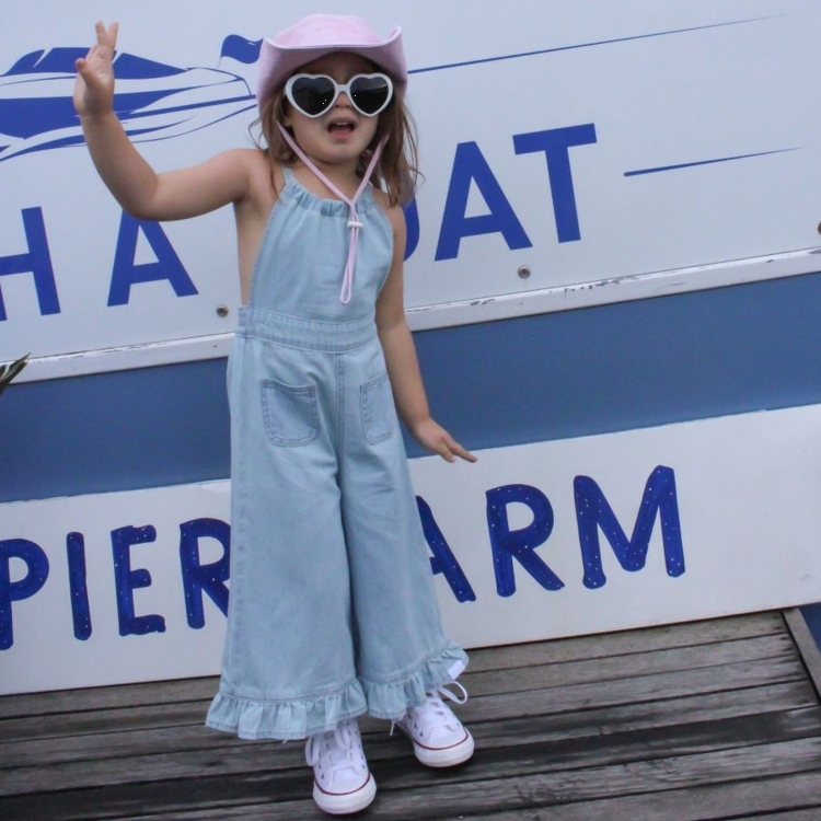 （預購）TWIN COLLECTIVE KIDS  荷葉下襬綁帶吊帶連身褲 FRILLY JANE JUMPSUIT - BLUE HEAVEN