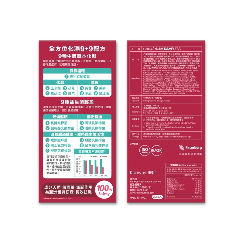 Colli-G  化濕輕 Dampless 【正品】祛濕 消浮腫 止虛胖 通靜脈