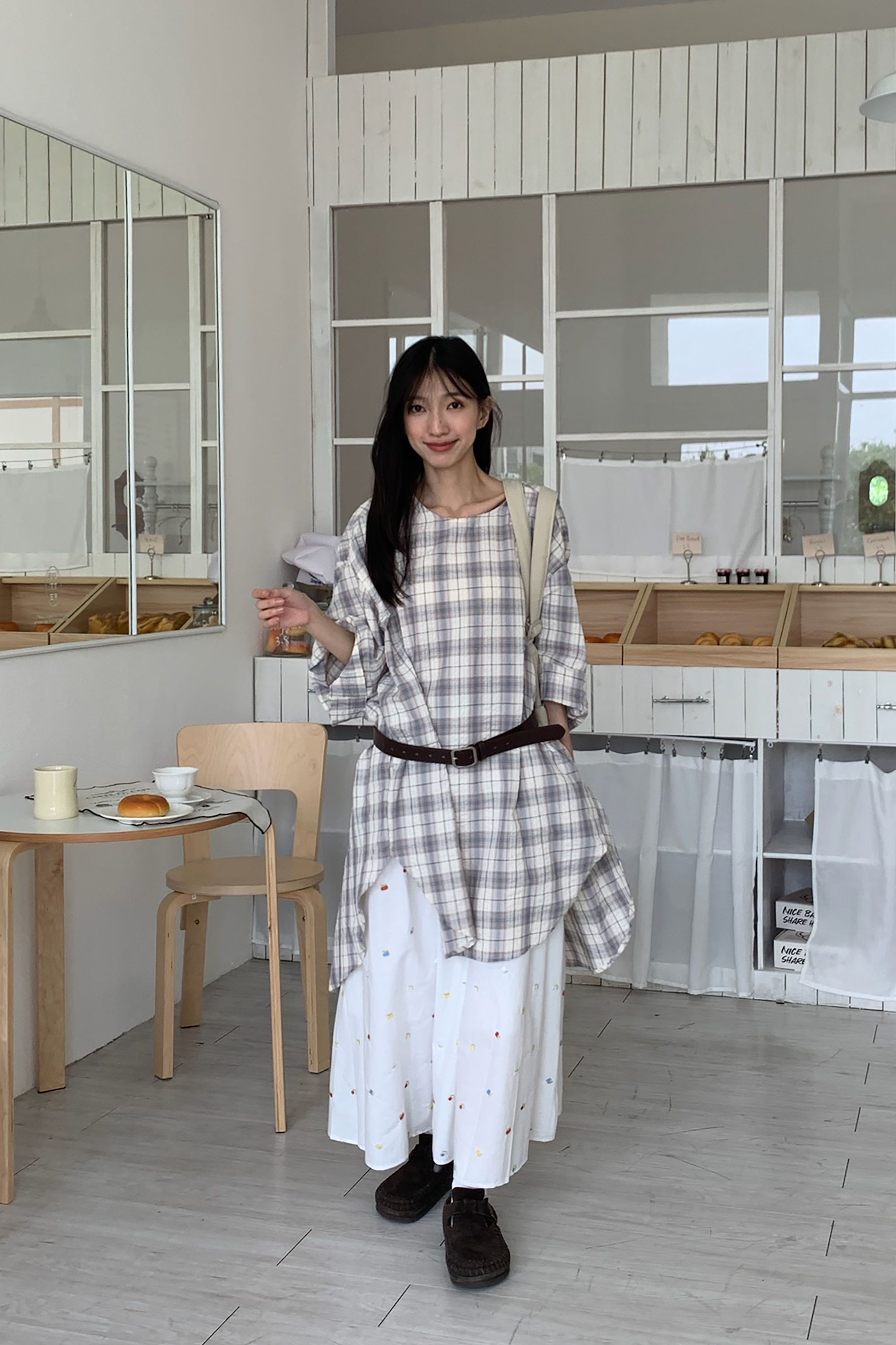 June｜日系格紋長版短襯 2色