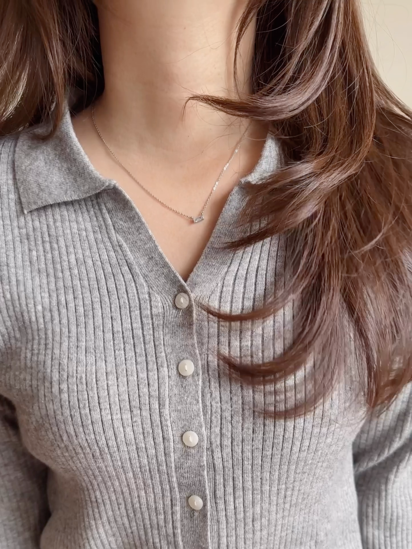 SS magnet square zircon necklace