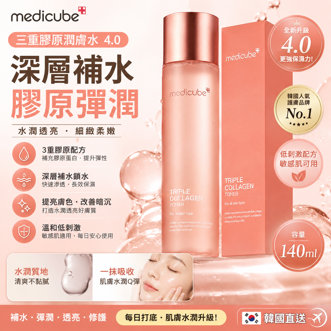 【現貨】Medicube K012607 三重膠原潤膚水4.0 140ml