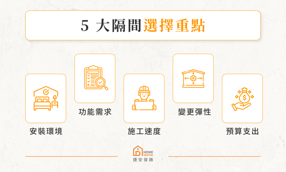 5 大隔間選擇重點