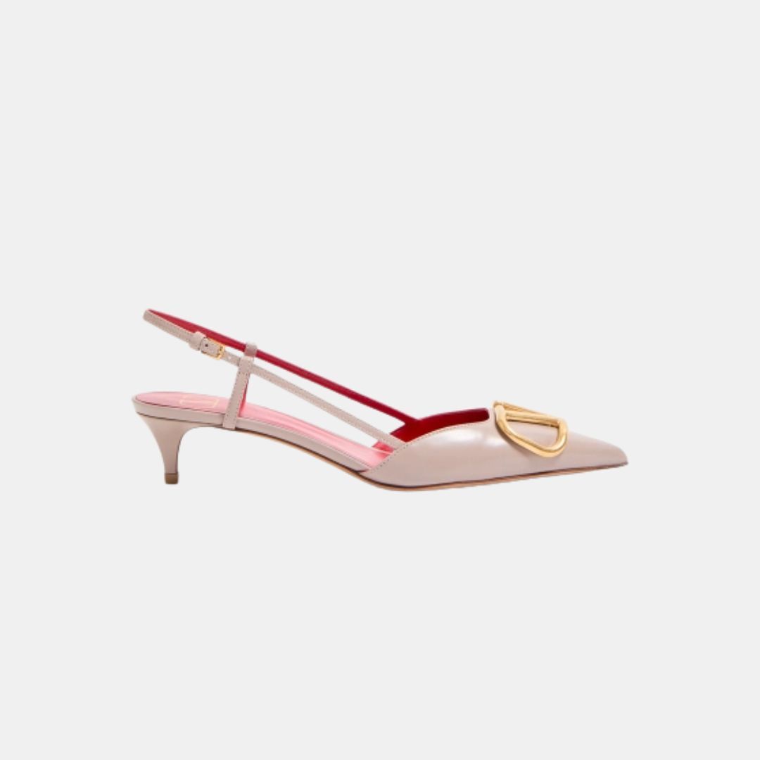 1FF0101-166 VALENTINO GARAVANI Vlogo Signature Calfskin Slingback Pump 40Mm / 1.6 In. Poudre (SS26) #8W2S0Q70DSH.P45 (S-EU-E)