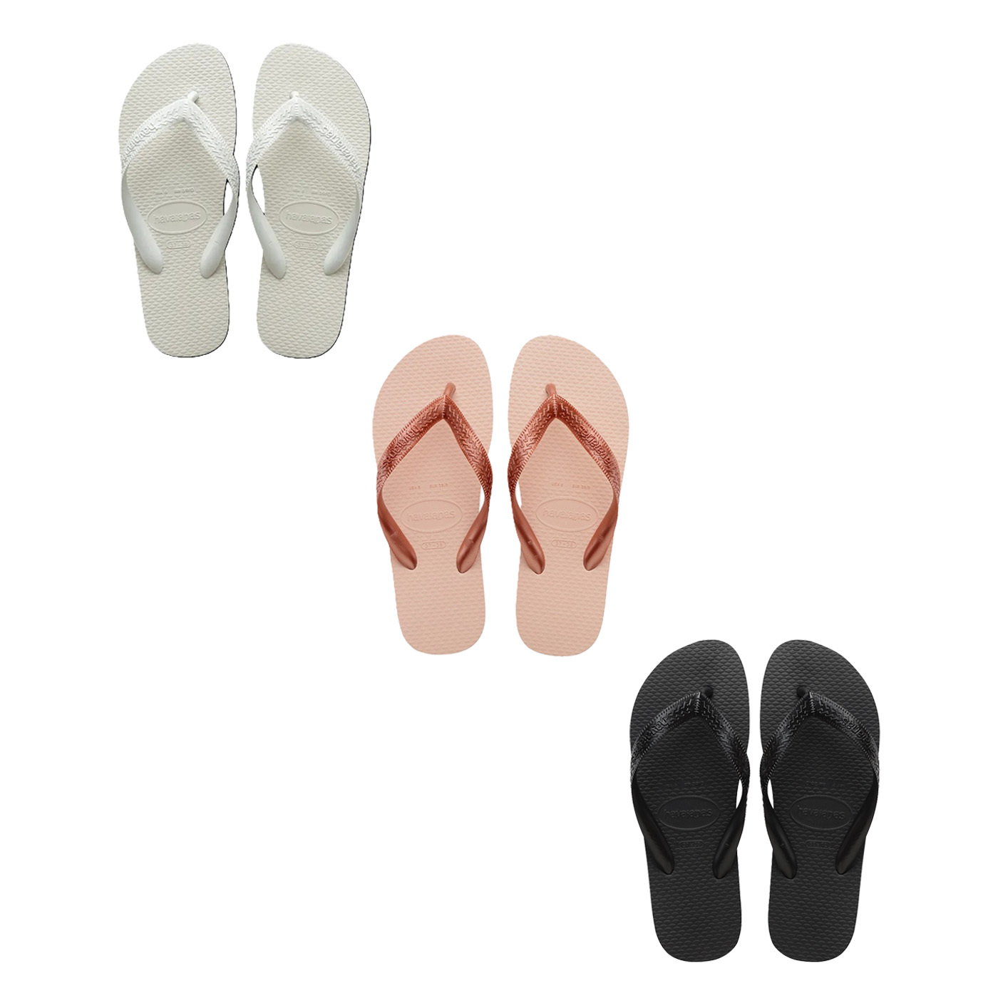 哈瓦仕 HAVAIANAS COLOR FLIP FLOPS 白 黑 玫瑰金 防水 防滑 夾腳 人字拖 拖鞋【4000016】