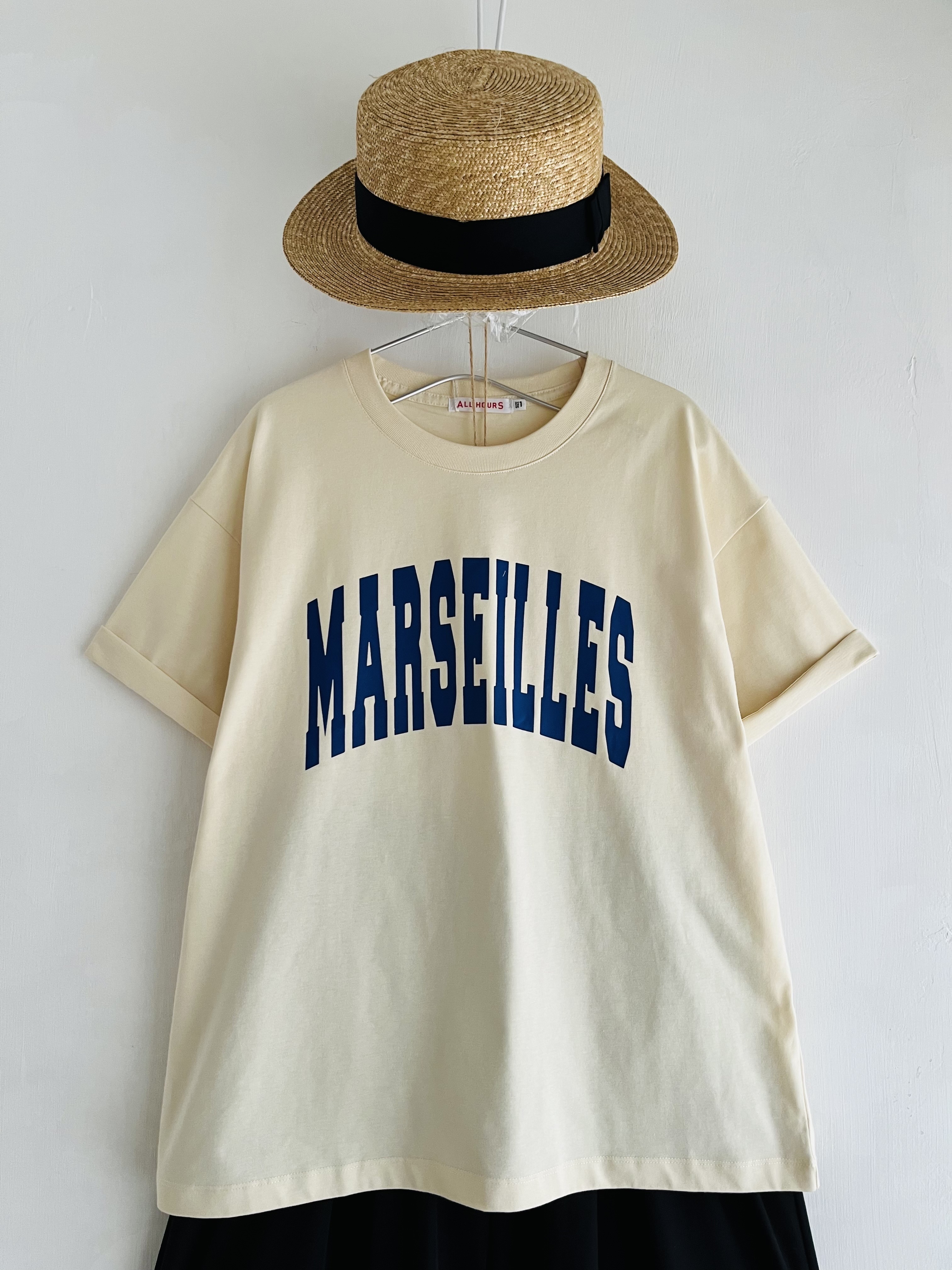 日本製ALL HOURS象牙色圓領tee