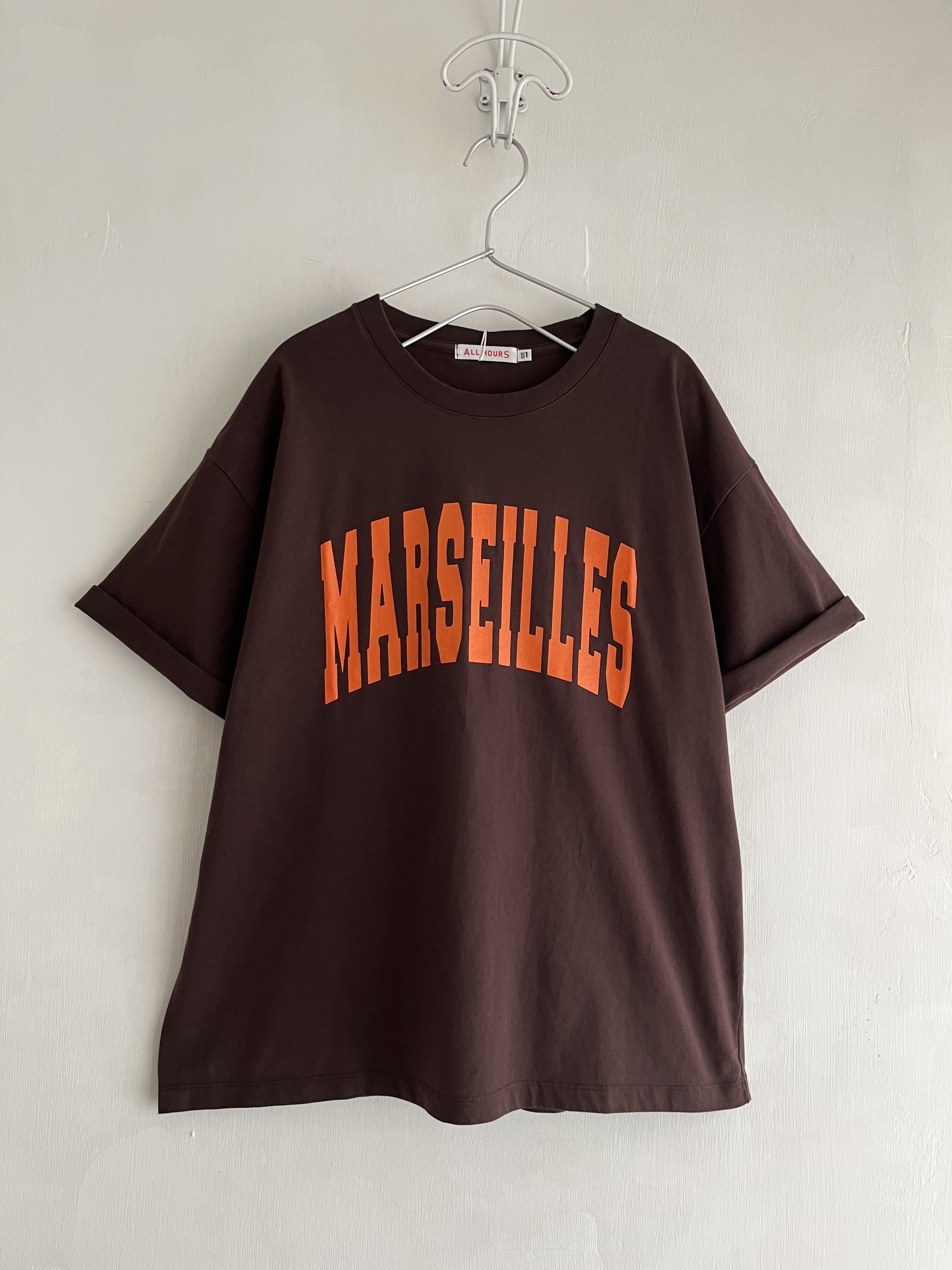 日本製ALL HOURS啡色圓領tee
