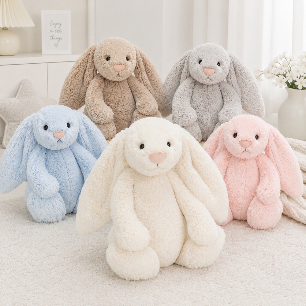JELLYCAT 可愛兔兔 邦尼兔 典雅白 拿鐵灰 雲灰銀 馬卡龍粉 寶寶藍 害羞 安撫 玩偶 毛絨公仔 23/31cm