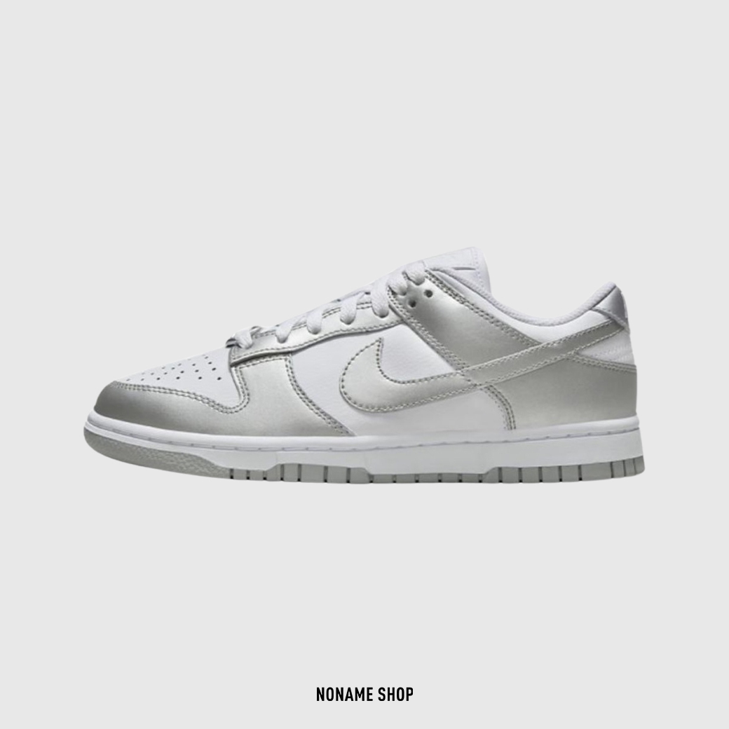NIKE DUNK LOW " METALLIC SILVER " 液態銀 吊飾 皮革 休閒鞋 (女款)