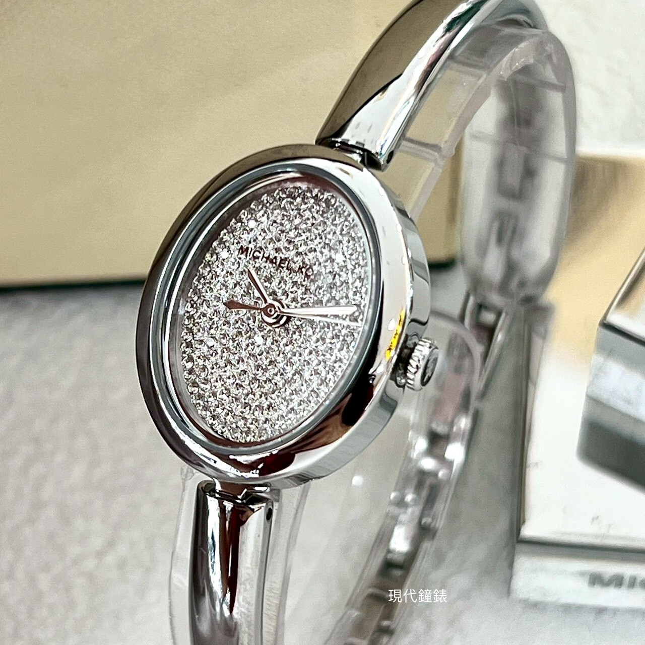 【MICHAEL KORS】星珀橢圓晶鑽手鐲腕錶MK7595 21mm 現代鐘錶