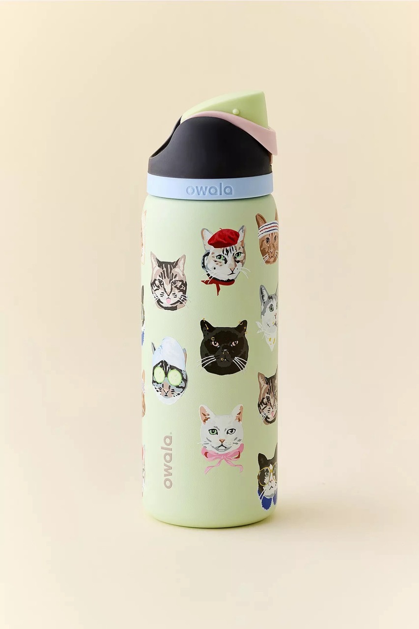 🇺🇸 OWALA UO Exclusive FreeSip "Cat Collage" 貓咪拼貼 貓貓 不鏽鋼保溫杯 直飲杯 吸管杯 32oz 946ml / 預購