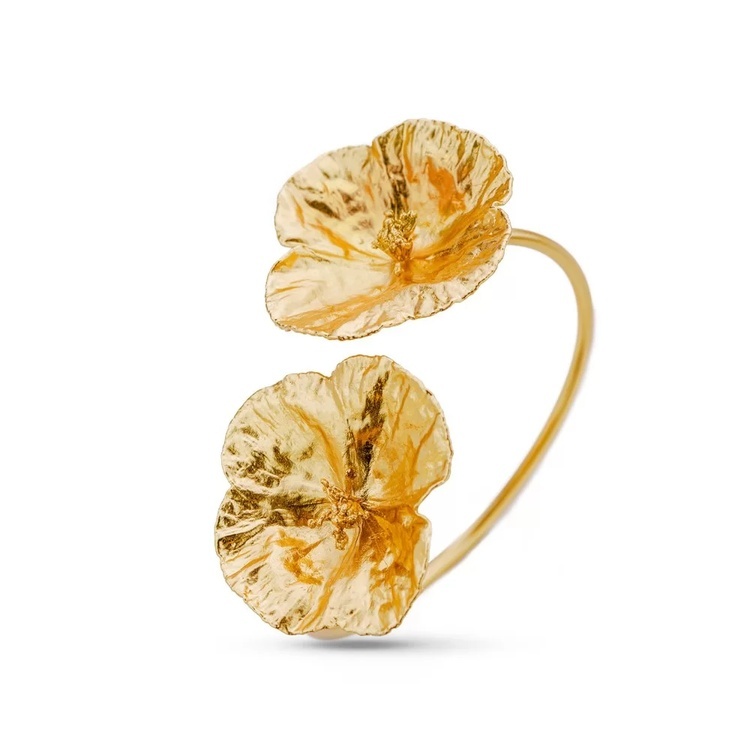 1TA0530-329 [THALLO] Euphoria Poppy 手鍊，配有柔韌的金屬絲，24K 鍍金純銀 #s526b (EU)