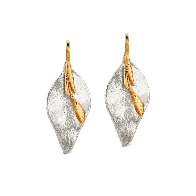 1TA0530-003 [THALLO] Tinos Jasmine Earrings Drops & Dangles, With Steady Hook, 24K Gold And Sterling Silver #s476b (EU)