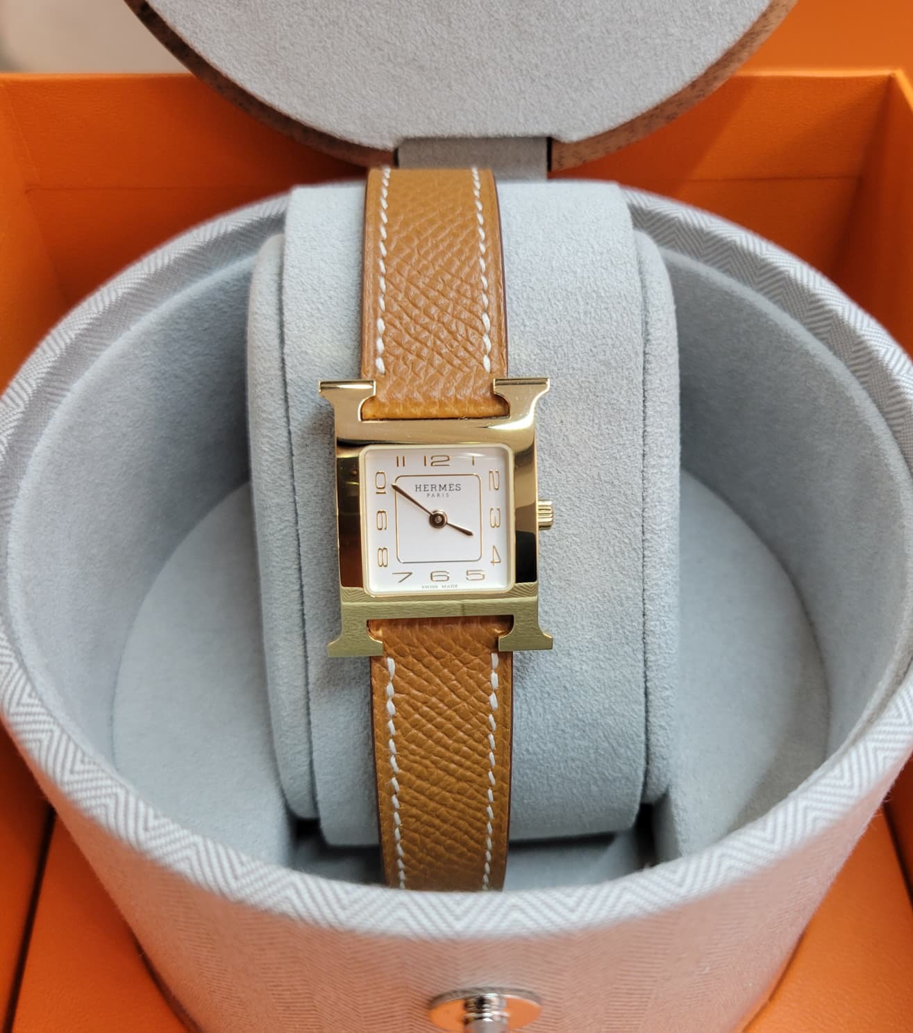 Hermes Heure H watch GOLD/GOLD Small model 25 mm (NEW)金棕金扣