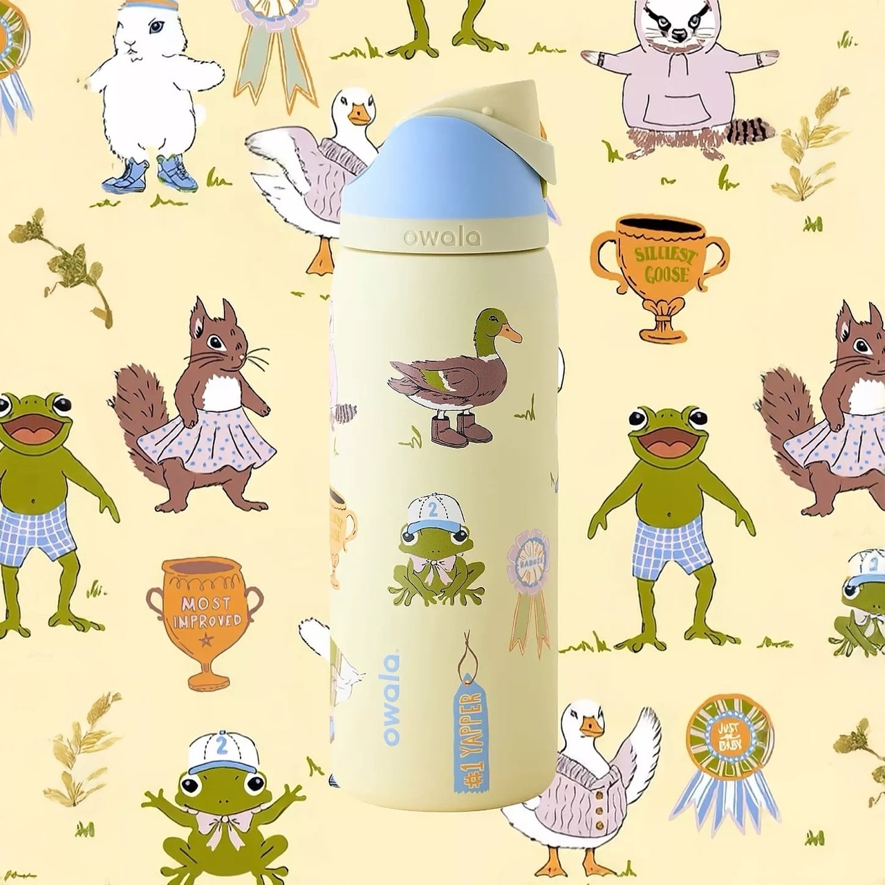 🇺🇸 OWALA UO Exclusive FreeSip "Party Animals" 派對動物 鴨子 青蛙 兔子 鵝 松鼠 不鏽鋼保溫杯 直飲杯 吸管杯 32oz 946ml / 預購