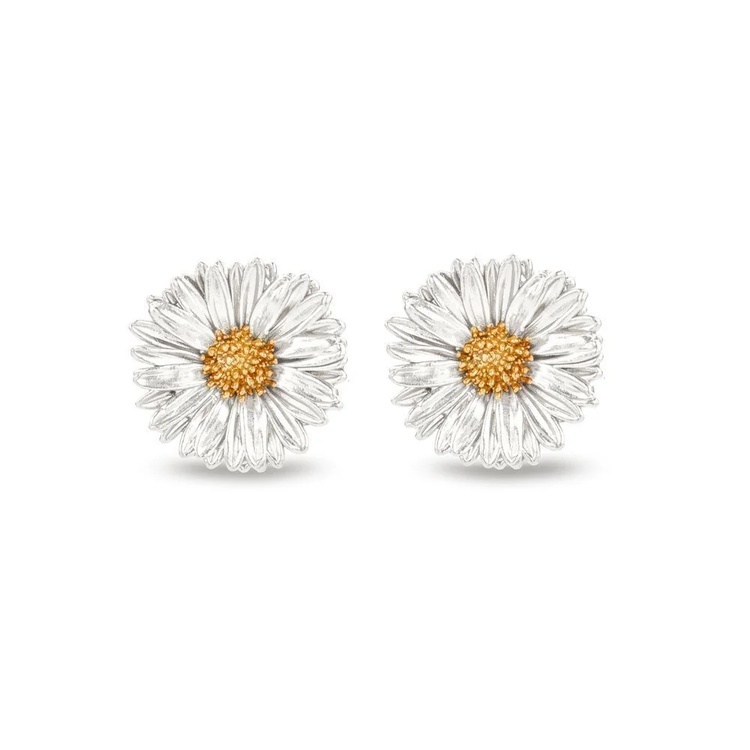 1TA0530-034 [THALLO] Daisy Field Daisy Earrings Statement, Statement Studs, Studs, 24K Gold And Sterling Silver #s729b (EU)