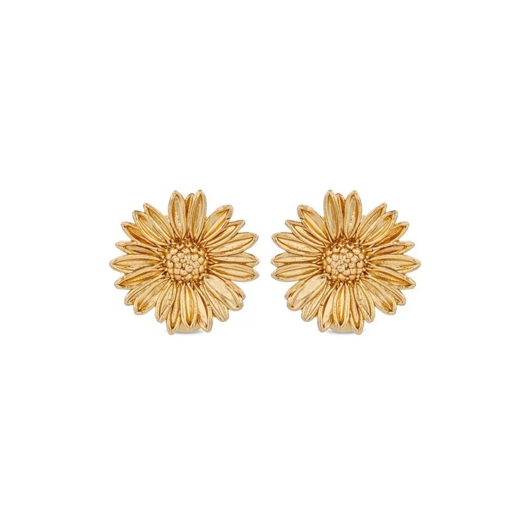 1TA0530-037 [THALLO] Daisy Field Daisy Earrings Clip-Ons, 24K Gold Vermeil On Sterling Silver #s005b (EU)