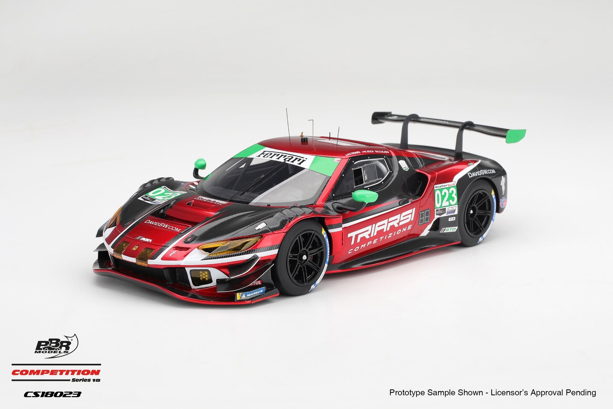 預訂 (訂金$300) (預訂價$1895) :1/18 BBR Ferrari 296 GT3 #023 Triarsi Competizione 2025 IMSA Petit Le Mans (CS18023)