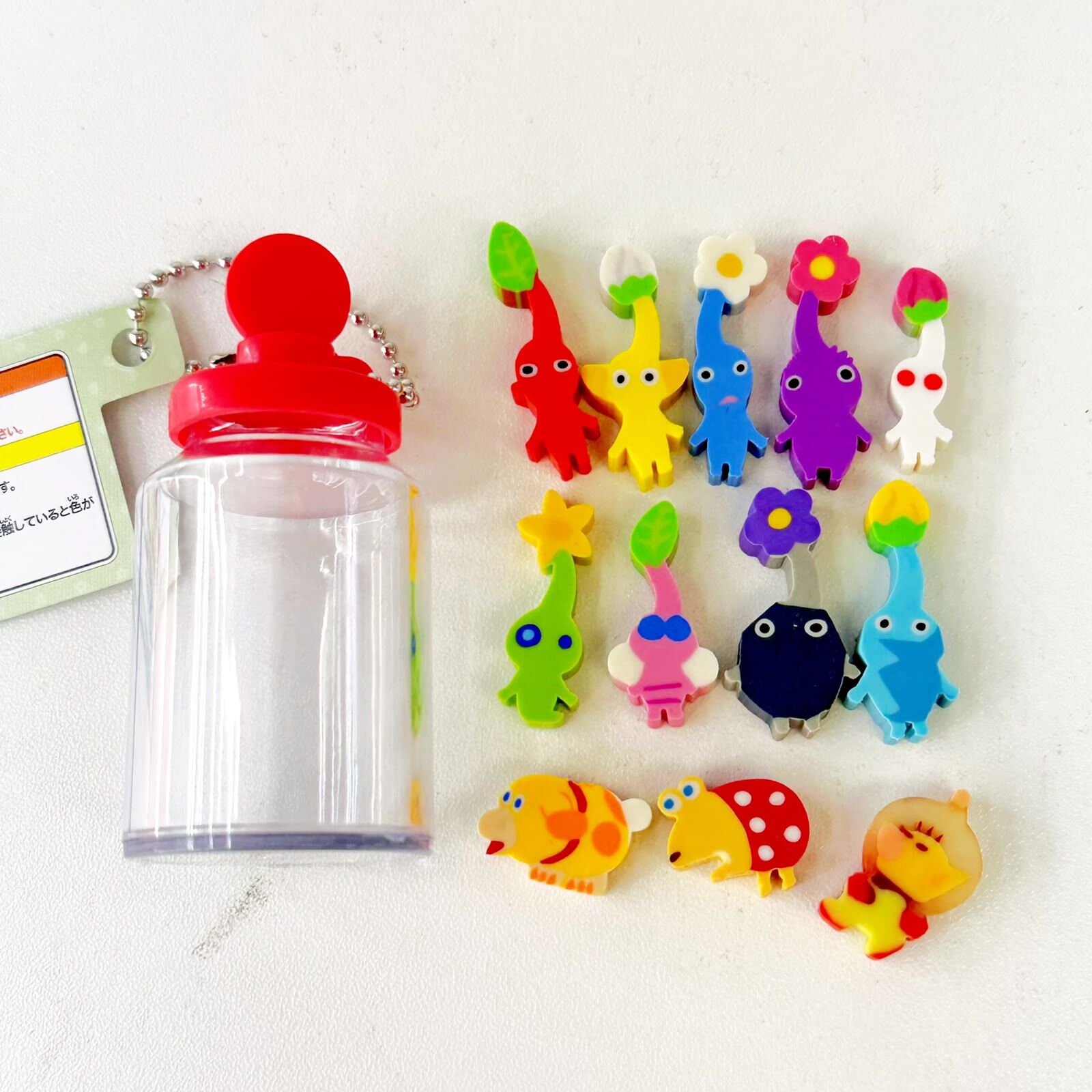 Nintendo Ensky Pikmin Tsume Eraser (Include 12 Erasers in each Bottle)