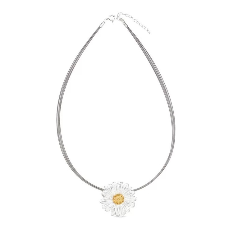 1TA0530-208 [THALLO] 雛菊田野雛菊項鍊，鋼絲、24K金和純銀材質 #s989a (EU)