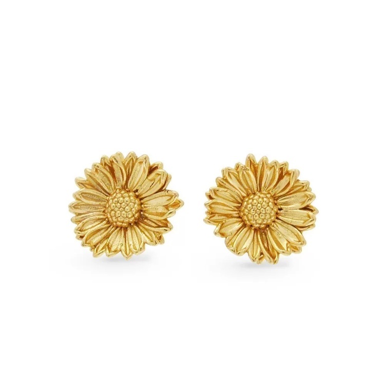 1TA0530-043 [THALLO] Daisy Field Daisy Earrings Statement Studs, Studs, 24K Gold Vermeil On Sterling Silver #s181a (EU)