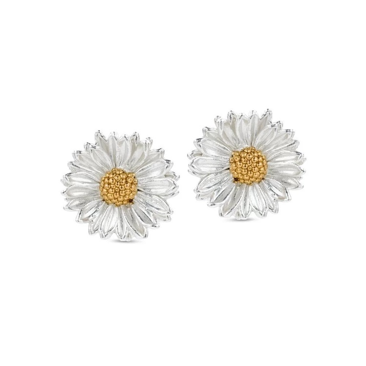 1TA0530-044 [THALLO] Daisy Field Daisy Earrings Statement Studs, Studs, 24K Gold And Sterling Silver #s310a (EU)