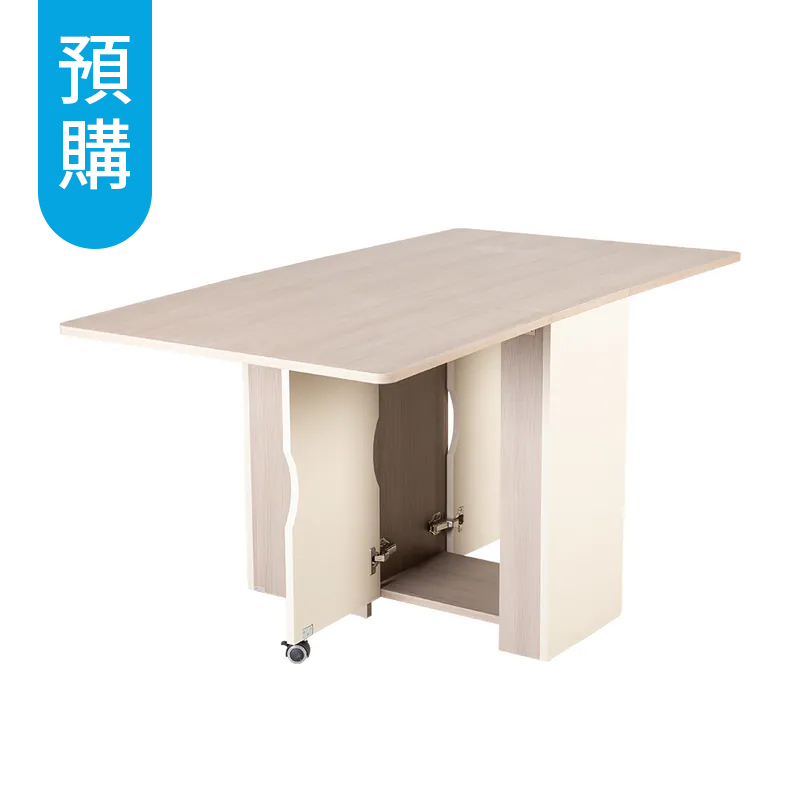抽屜摺疊餐桌｜萬橡 × 拿鐵棕