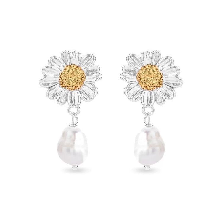 1TA0530-050 [THALLO] Ismini Daisy Earrings Drops & Dangles, Studs, 24K Gold And Sterling Silver #s452a (EU)