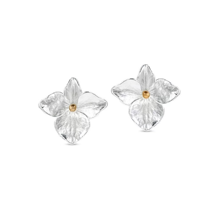 1TA0530-060 [THALLO] Petals Hydrangea Earrings Statement Studs, 24K Gold And Sterling Silver #s393a (EU)