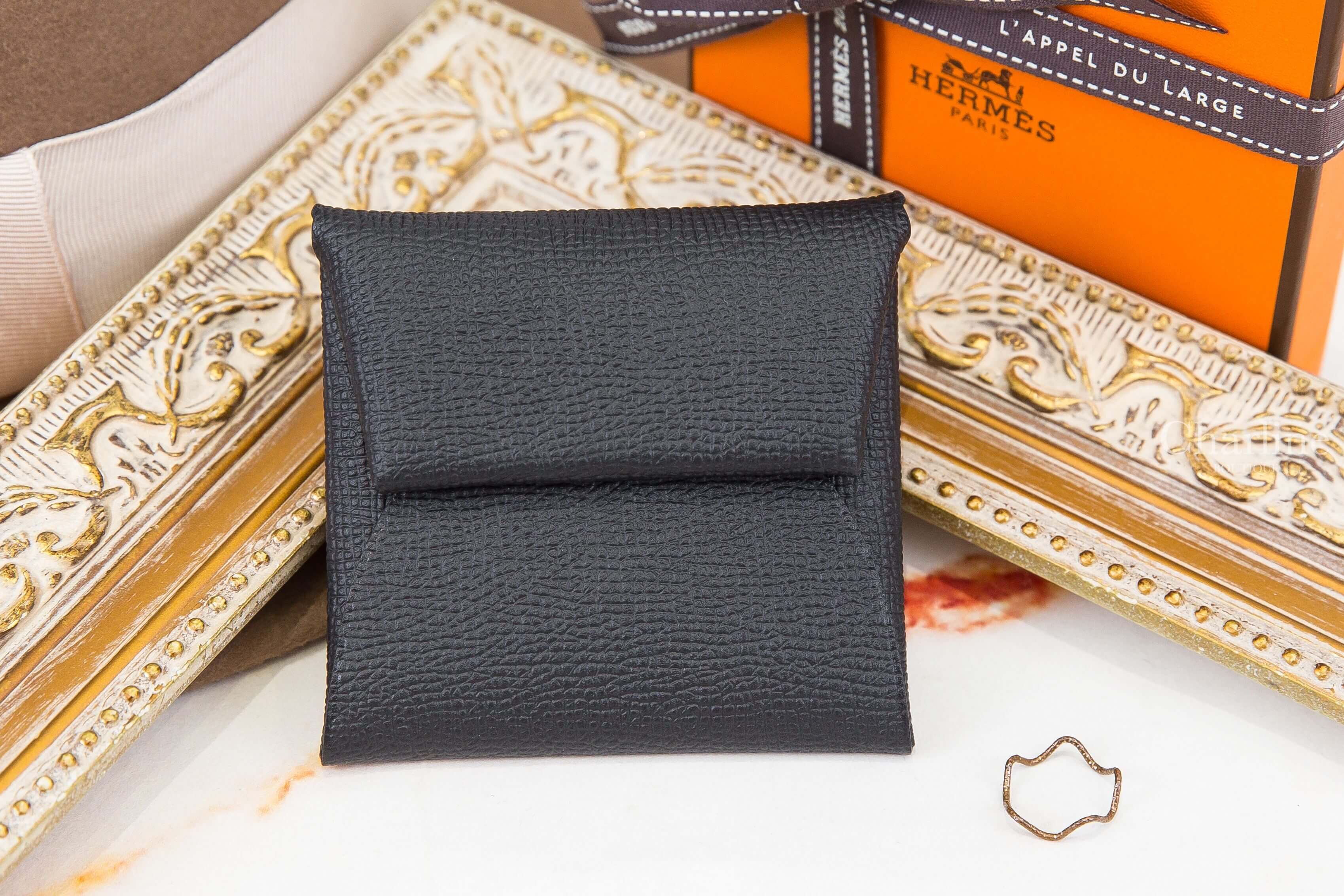 Hermès Bastia Change Purse 黑色信封釦式零錢包