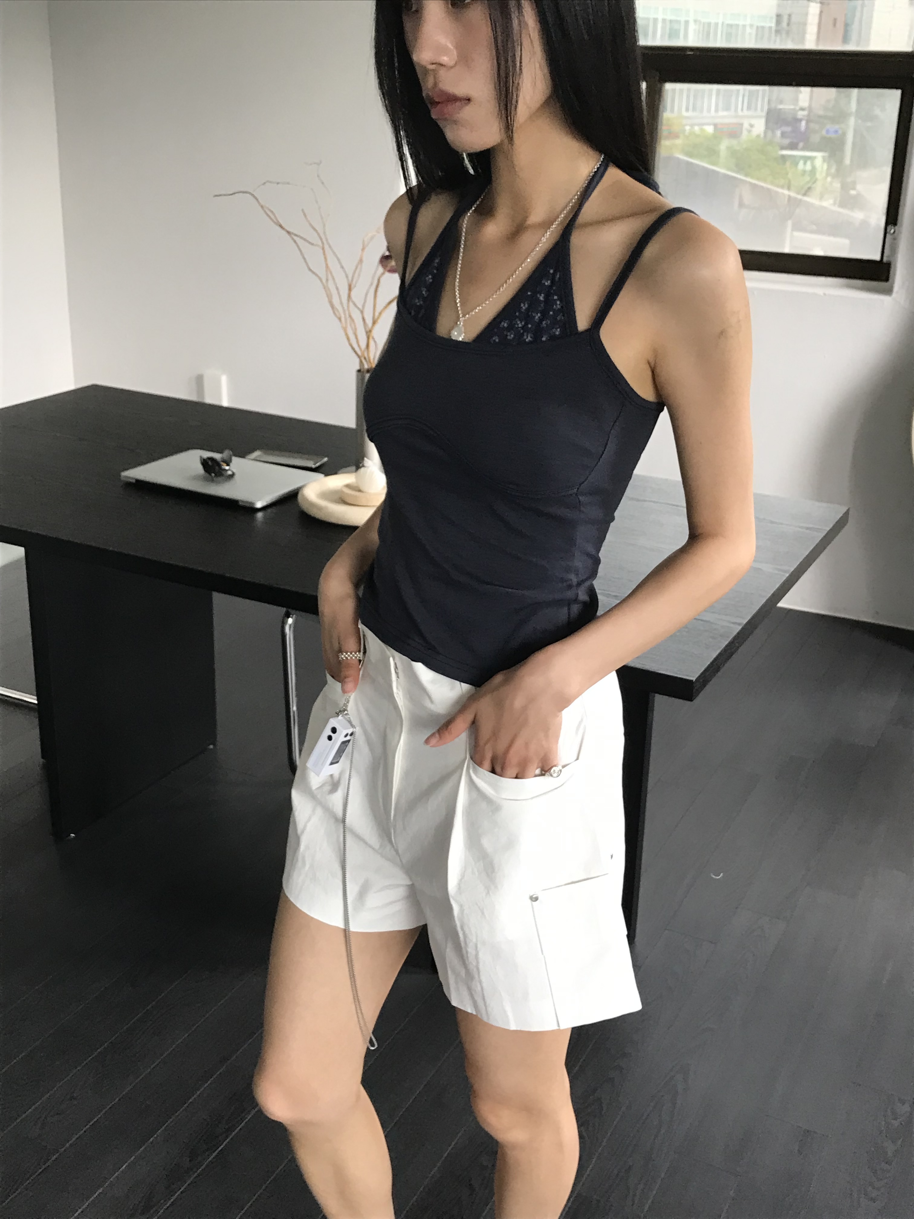 假兩件比基尼背心(白/深藍)