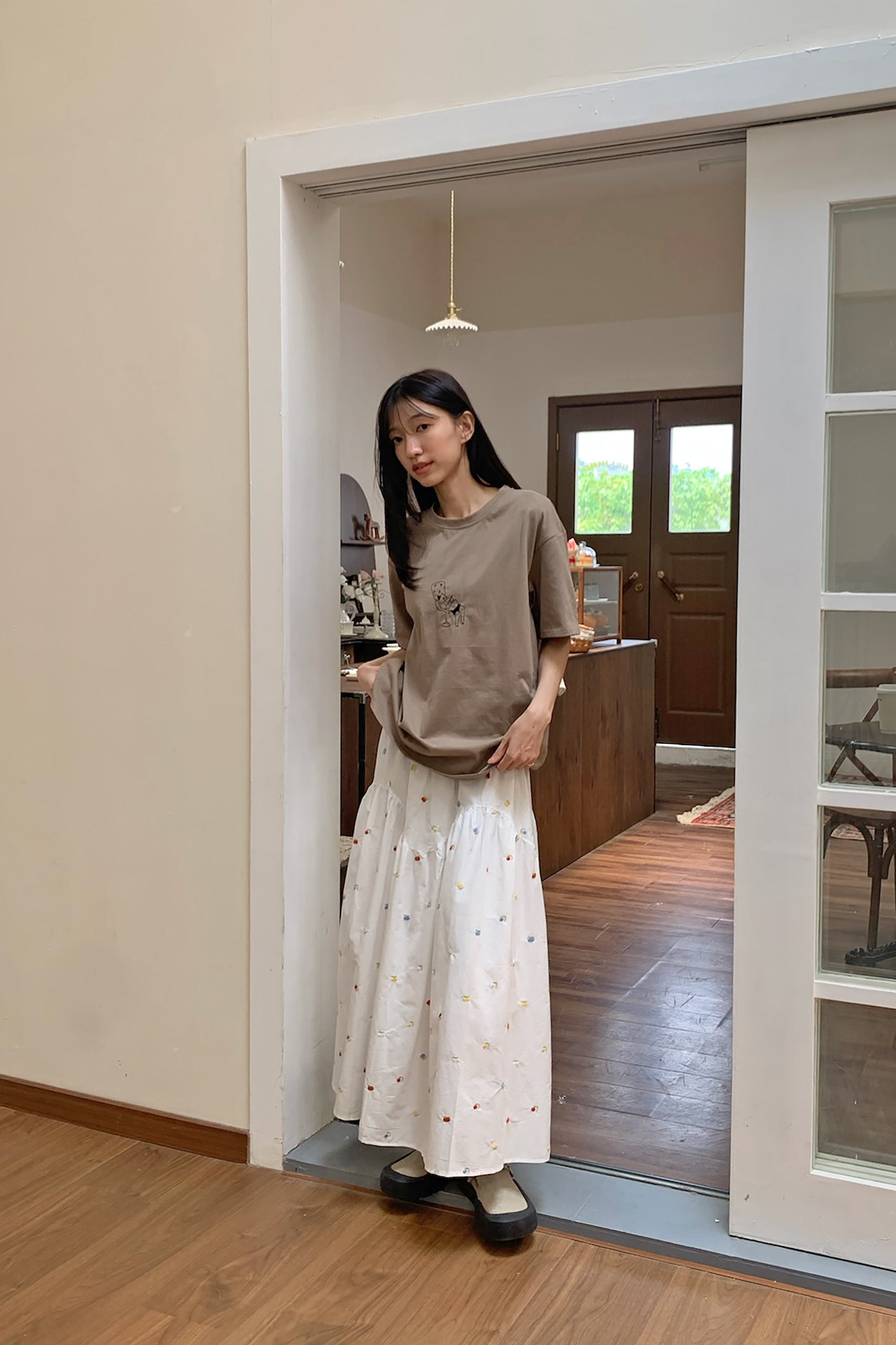 June｜懶洋洋貓咪刺繡短t 3色