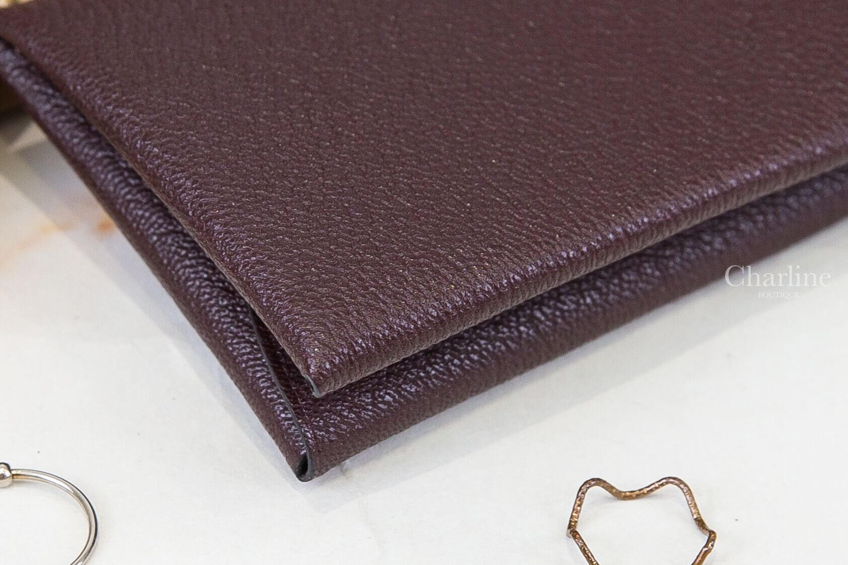 Hermès Calvi Duo Compact Card Holder 馬鞍紅山羊皮信封釦式零錢袋卡片夾