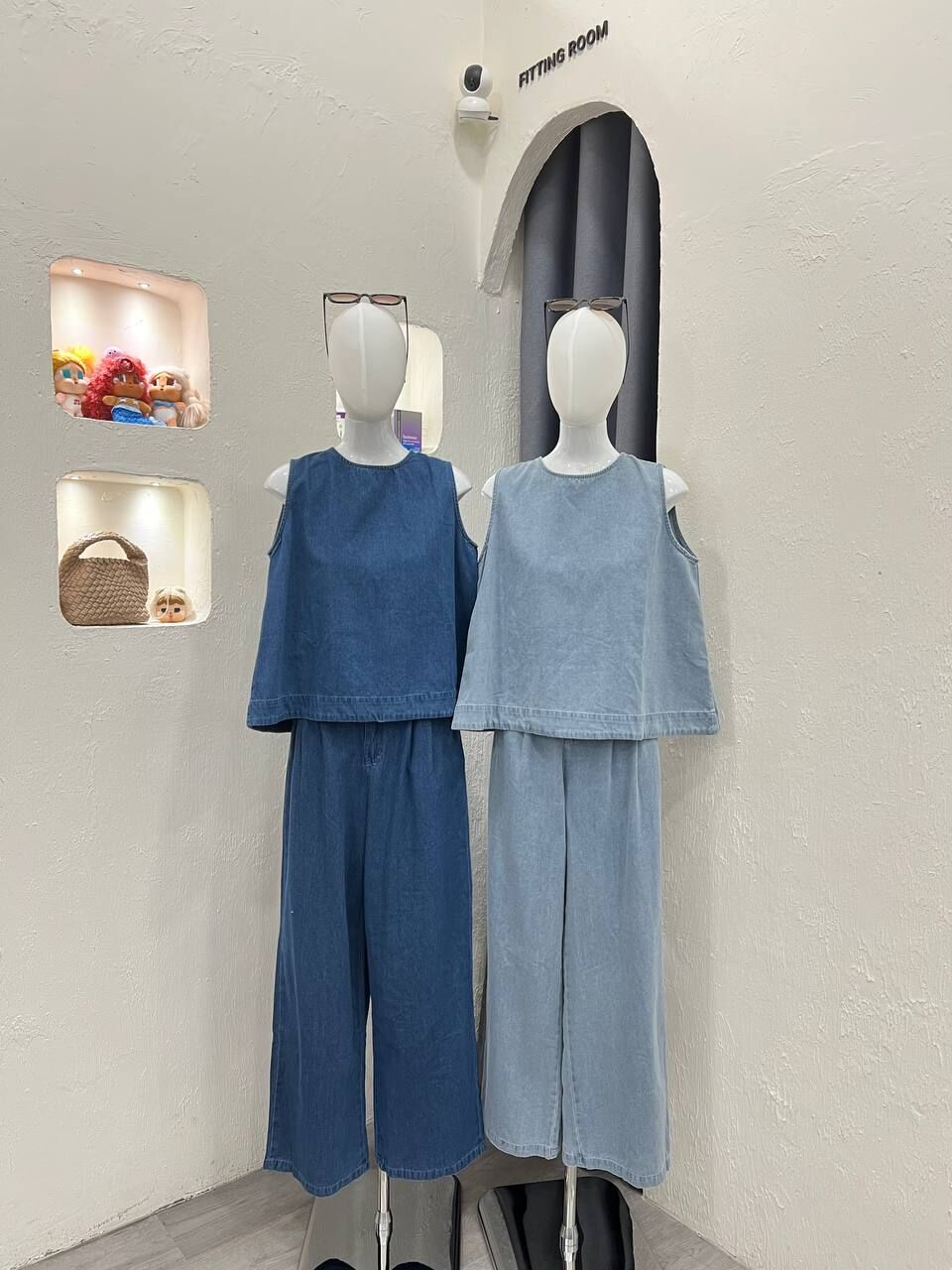 Denim Sleeveless Trouser Set
