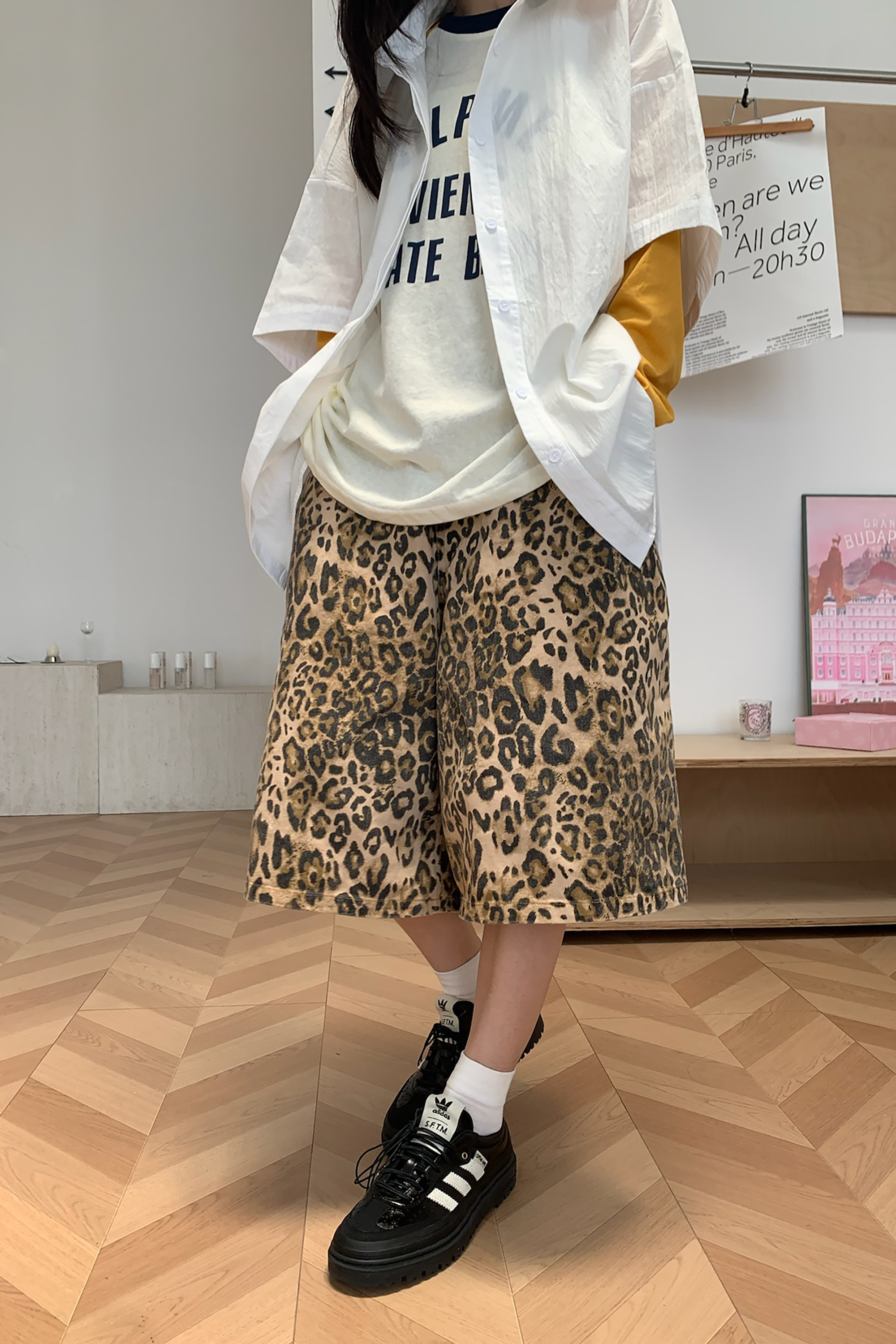 June｜刷色大豹紋六分褲 2色