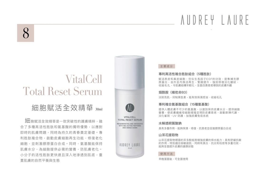 AX009 Audrey Laure VitalCell賦活抗皺逆齡套裝(細胞賦活抗皺精華30ml+細胞賦活全效精華30ml)