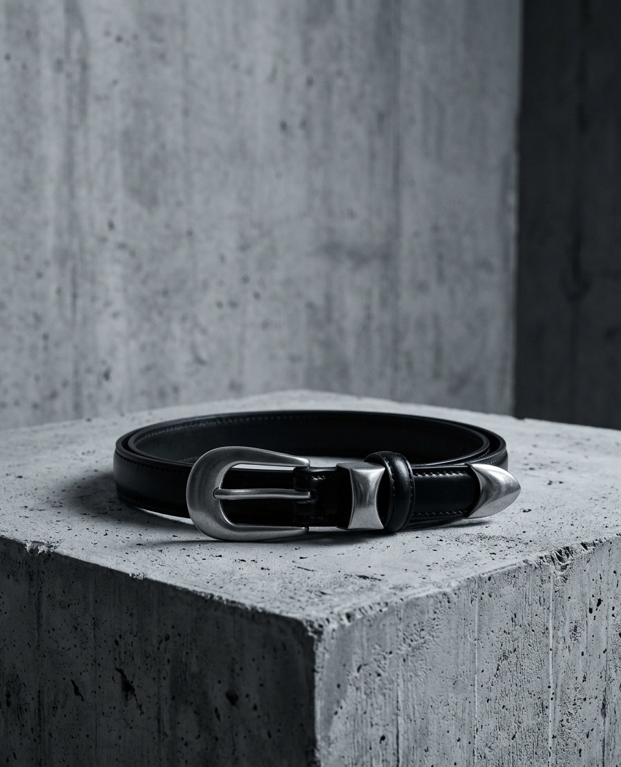牛皮銀扣皮帶 belt