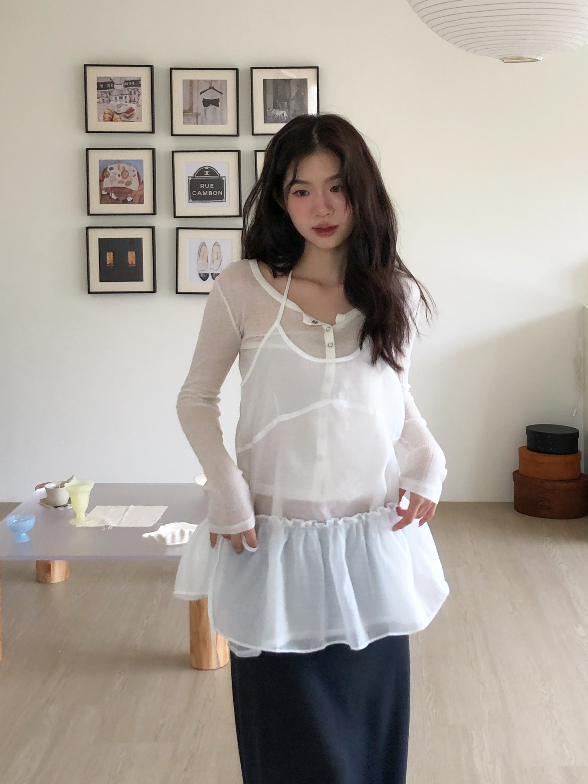 halter frill wrap sleeveless set #洋裝