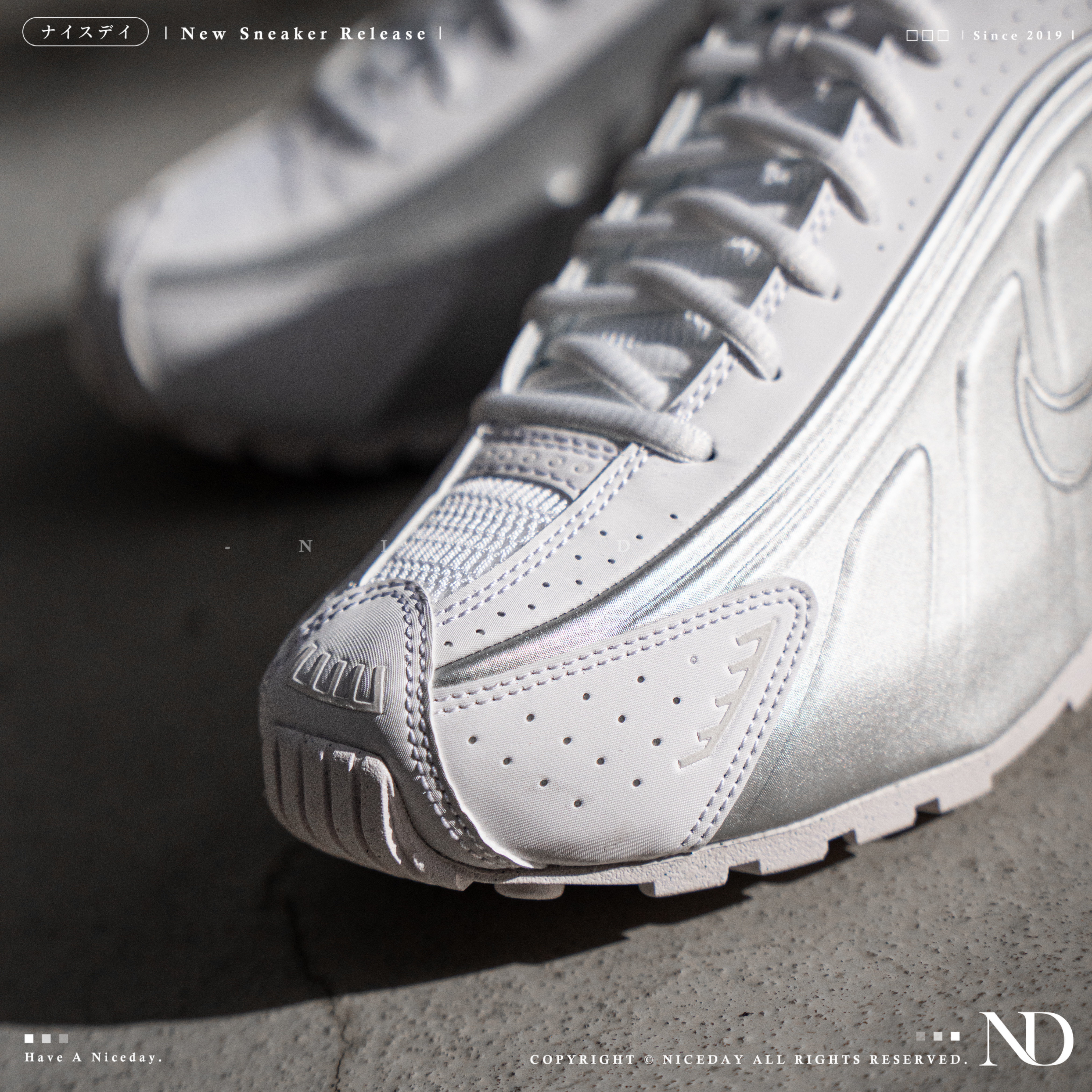 NICEDAY 現貨 Nike Shox R4 Wmns White Silver 白銀色 白 銀 氣墊 彈簧 復古 科技 AR3565-101