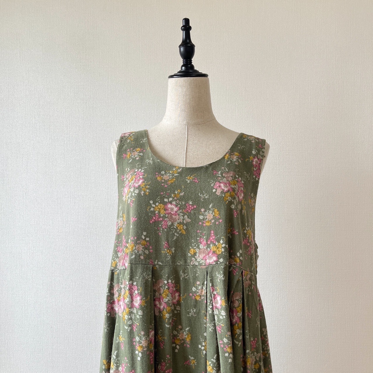 Laura Ashley英國製墨綠色碎花背心裙