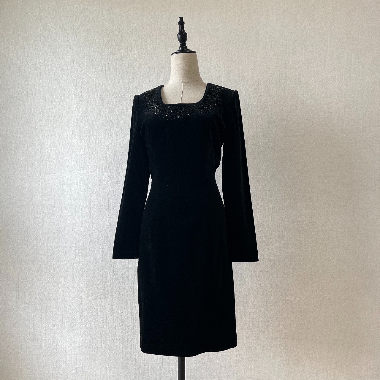 Laura Ashley Made in Hong Kong Black Velvet Dress