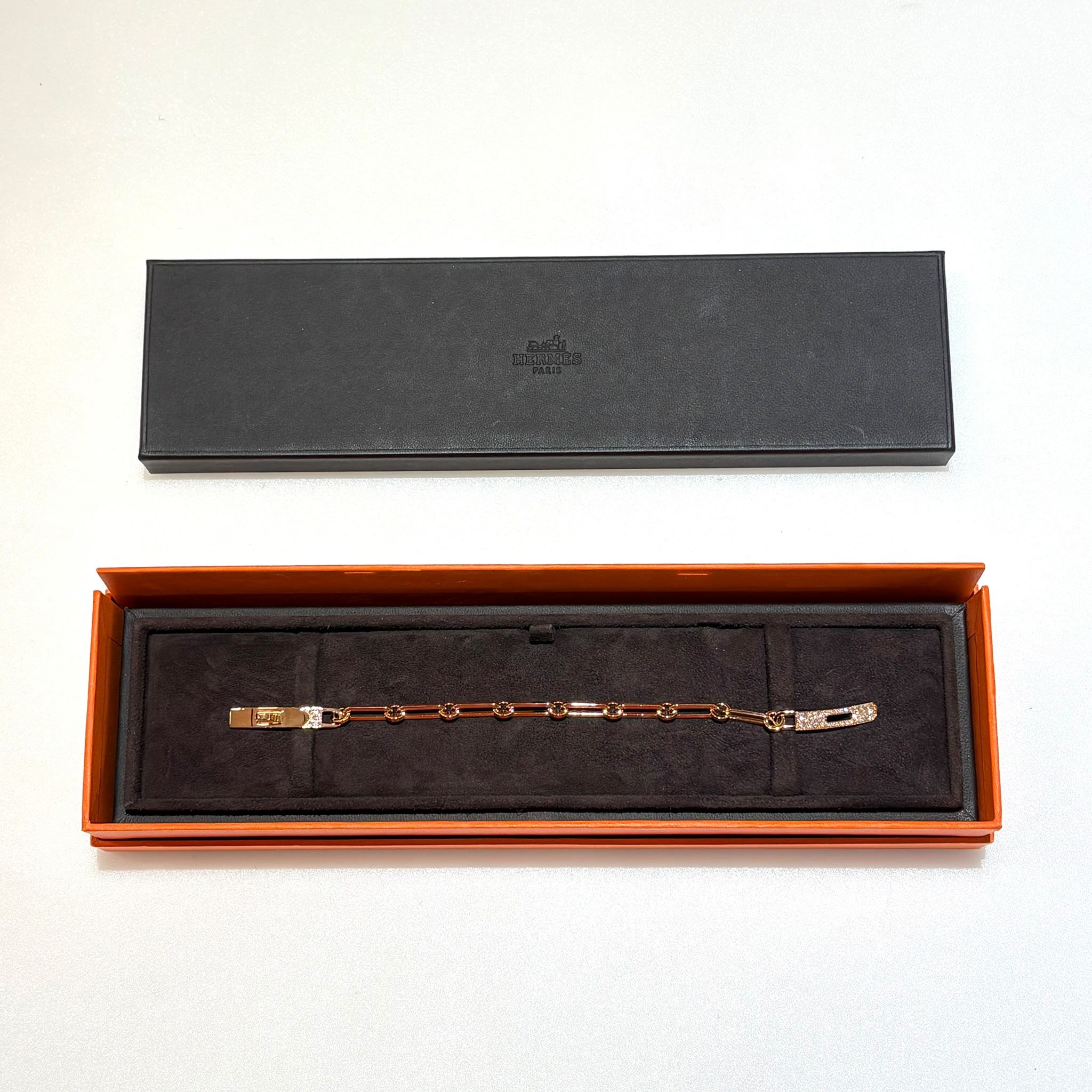 全新HERMES手鐲 KELLY XS碼 CHAINE BRACELET H218471B 00ST 18K黃金鑽石手鏈 #BRAND NEW #香榭站正品