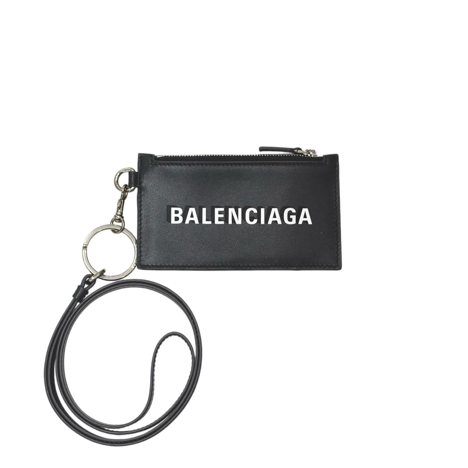 全新BALENCIAGA卡片套零錢包 594548 1IZI3 深灰色白字小牛皮 #BRAND NEW #香榭站正品