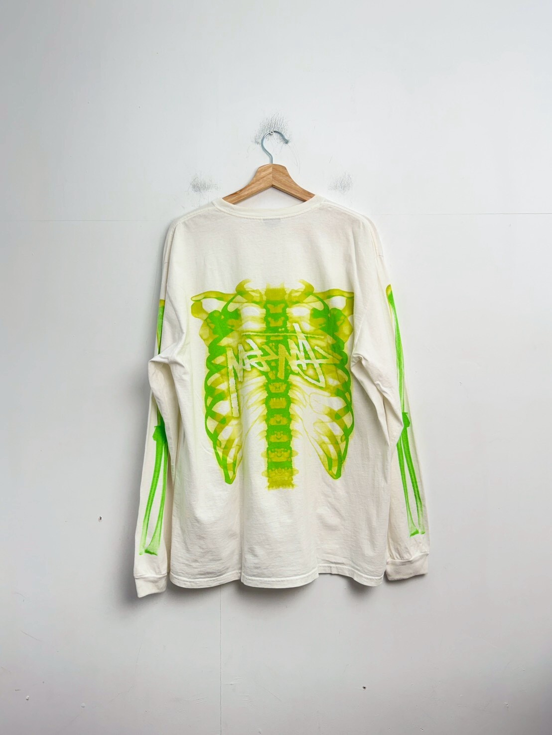 STUSSY 23AW Rib Cage LS Tee WHITE SIZE XL