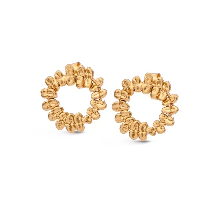 1TA0530-097 [THALLO] Muse Earrings Mini Hoops Small, Studs, 24K Gold Vermeil On Sterling Silver #s835a (EU)