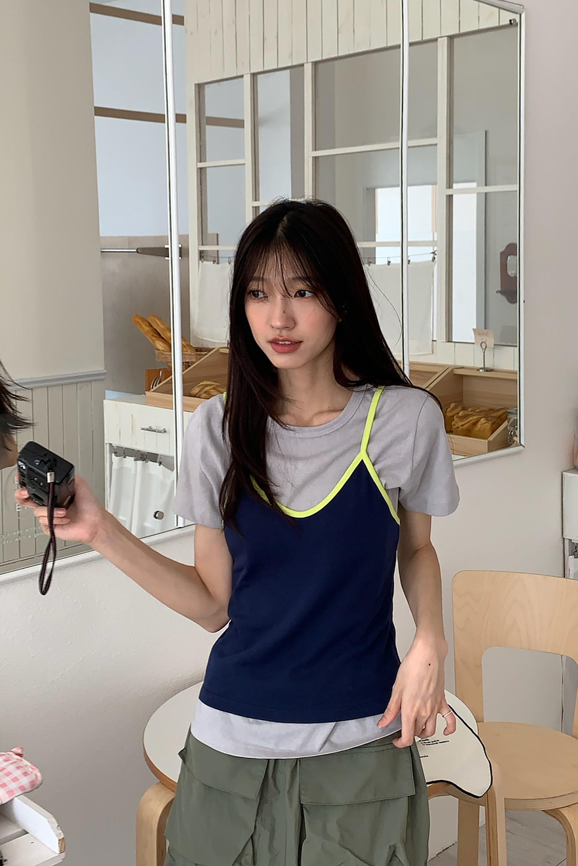 June｜撞色背心兩件式上衣 2色