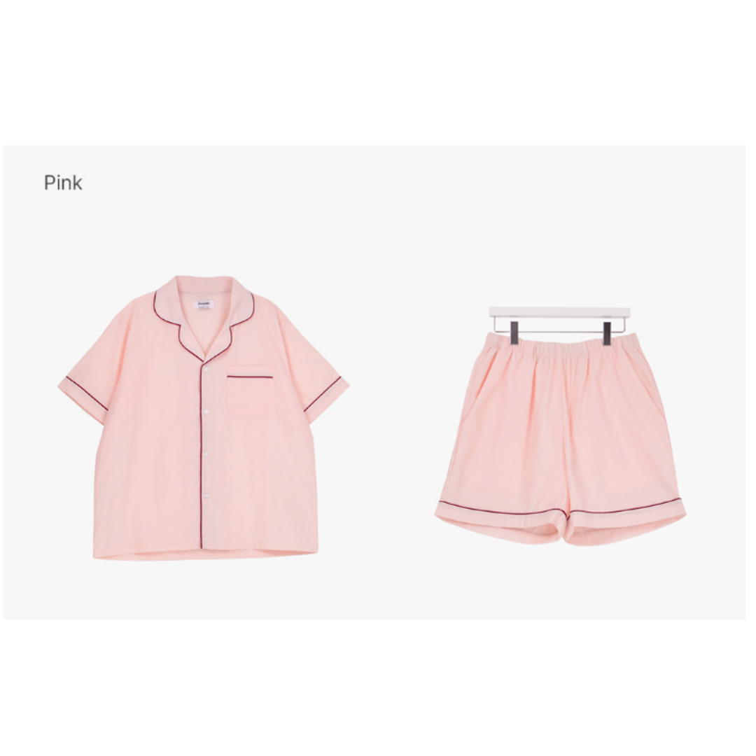 KOR-CCG0608-551 精美刺繡短袖睡衣套裝 Pink (A51L-XL)