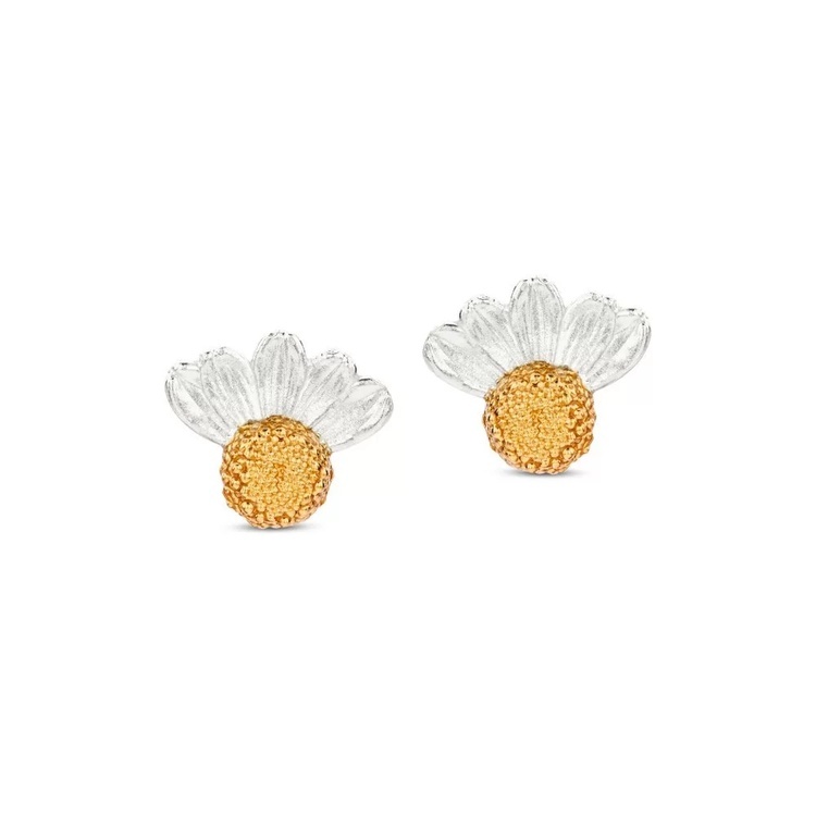 1TA0530-128 [THALLO] Kissing Daisies Daisy Earrings Studs, 24K Gold And Sterling Silver #s389a (EU)