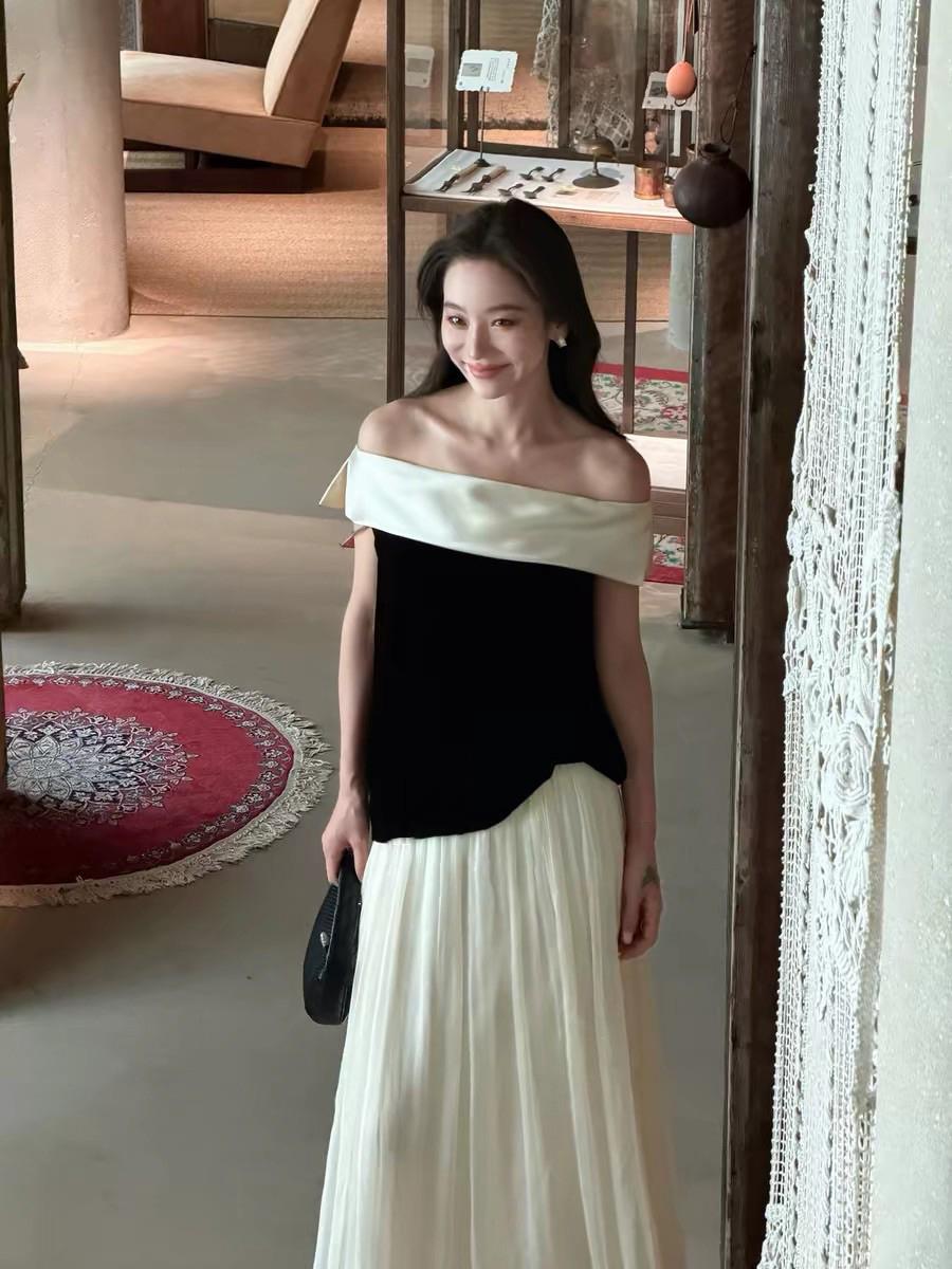 雲朵白小仙女氣息層次傘擺長裙-S-XL (Elegant & Love)